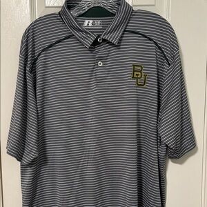Baylor University Russell Athletic Grey and White Striped Polo Shirt